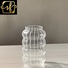 Type A-As picture show Creative Glass Cup Transparent Bubble Tea Cup Glass Strip