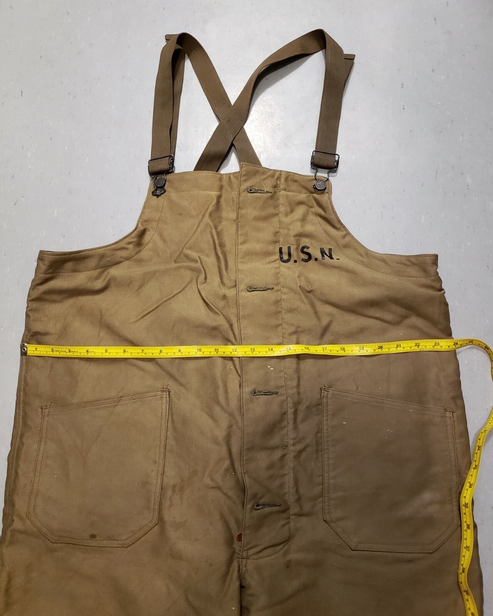 WWII 40s US NAVY DECK OVERALL 米軍実物 WW2 40s USN US NAVY GREEN DECK TANKER PANTS OVERALLS USN