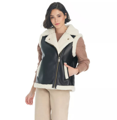 NEW KOOLABURRA BY UGG BLACK FAUX LEATHER & SHERPA VESTS Z XXL | eBay