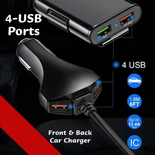 Cargador de coche JEMAATX carga rápida 3.0 12A 4 puertos USB mini adaptador portátil - Imagen 3 de 11
