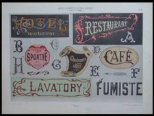 FRENCH ART NOUVEAU SIGNBOARDS - 1903 HELIOTYPE POCHOIR - TYPOGRAPHY