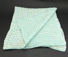 Vintage Hand Crocheted Knit Soft Pastel Multicolored Baby Blanket Used
