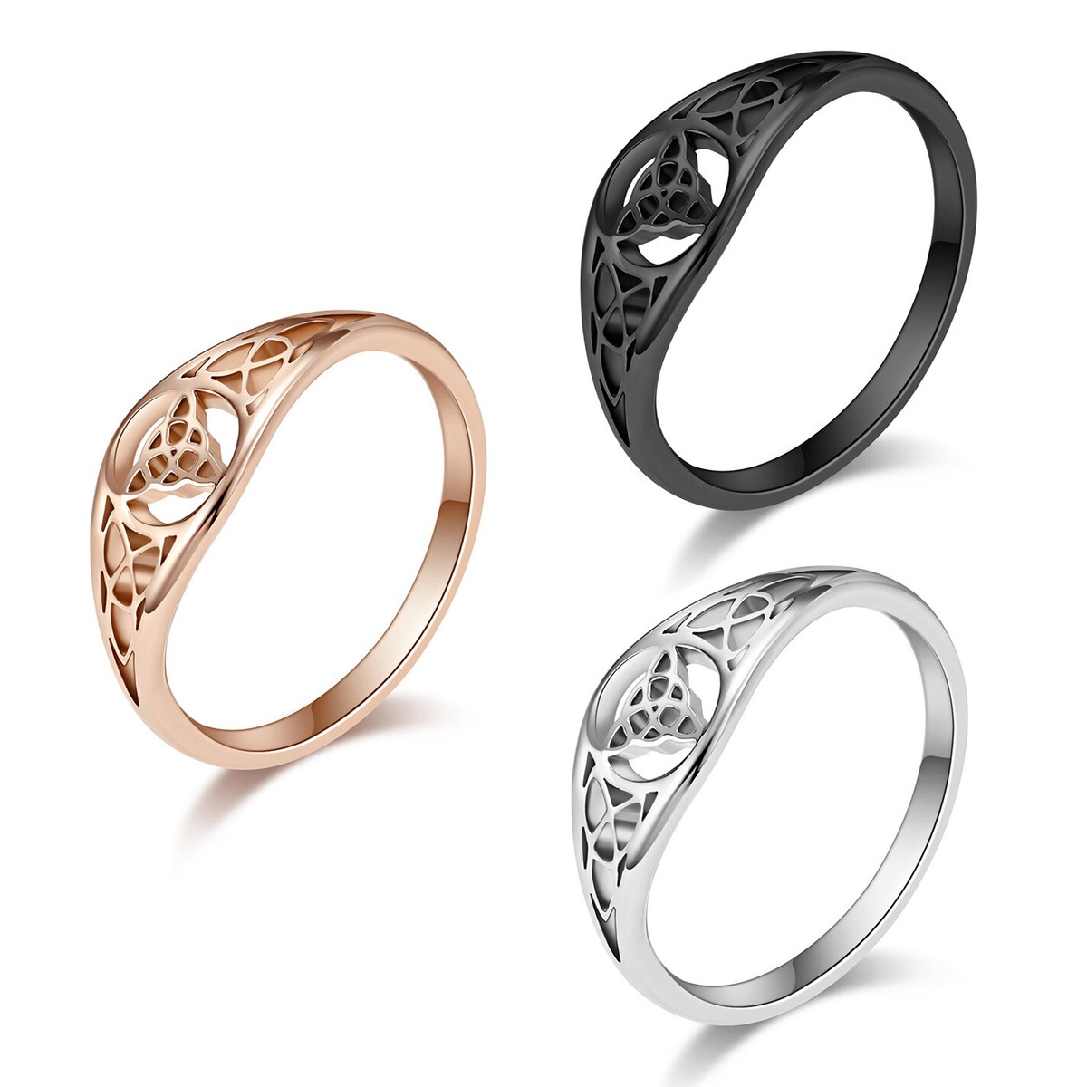 Women's Girl's Celtic Knot Wedding Ring Stainless Steel Fashion Pinky Ring  Gift