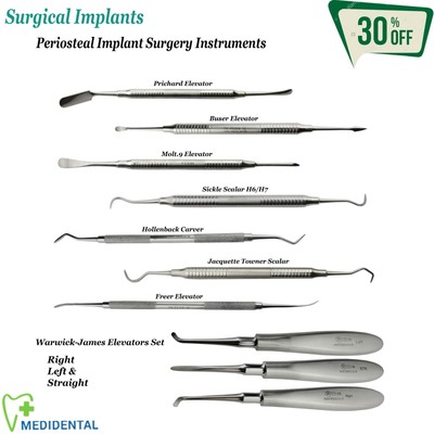 Set von 10 Implantologie Instrumente Periostaufzüge Implant Surgery Tools Kit CE