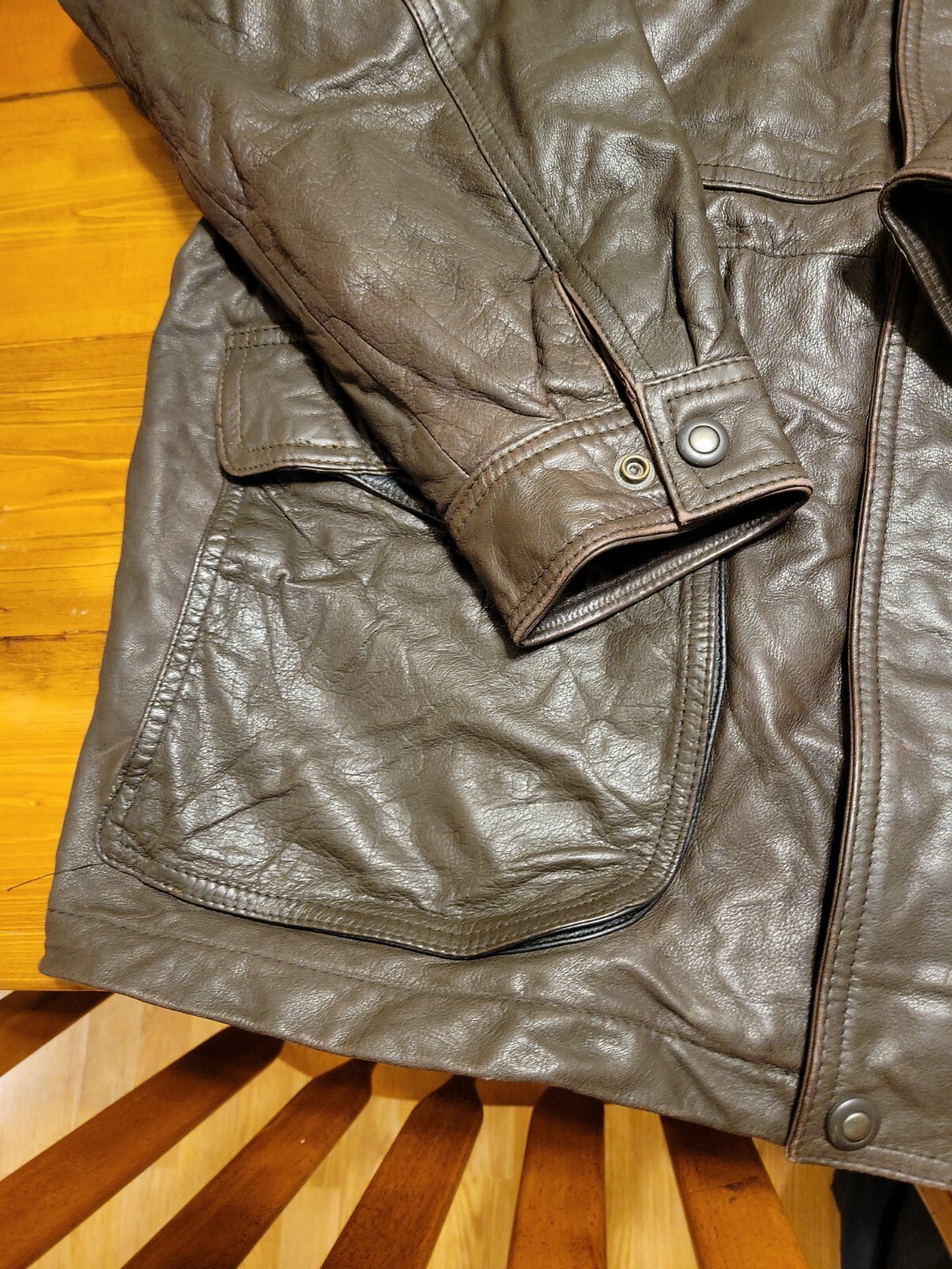 Dark Brown Reed leather Sportswear jacket Coat Mens 4… Gem