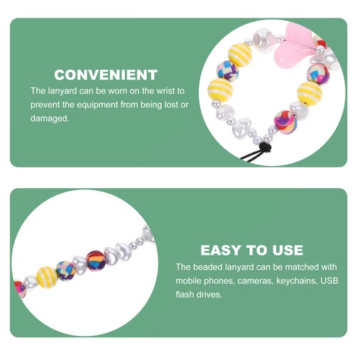 Beaded Phone Strap Anti-lost Phone Chain Heart Beaded Phone Chain Strap - 第 12/12 張圖片