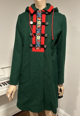 Vintage Macwil Wool Embroidered Green Coat Jacket 60