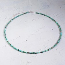Natural Green Turquoise Stone Beaded Dainty Necklace Gemstone Delicate Choker