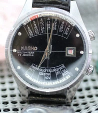 Kasho Multi-Year Calendar Day Date 41mm Mens Wrist Watch Original Vintage RUNS
