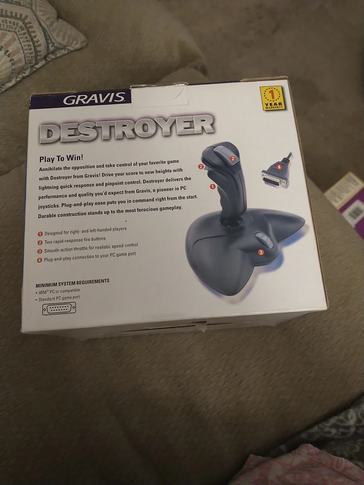 Brand New Black Gravis Destroyer PC Joystick Model #10501 Rapid Fire Buttons - Image 3 of 4