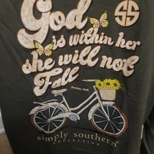 Simply Southern LARGE moss green Long sleeve. New w/tag closeout design 