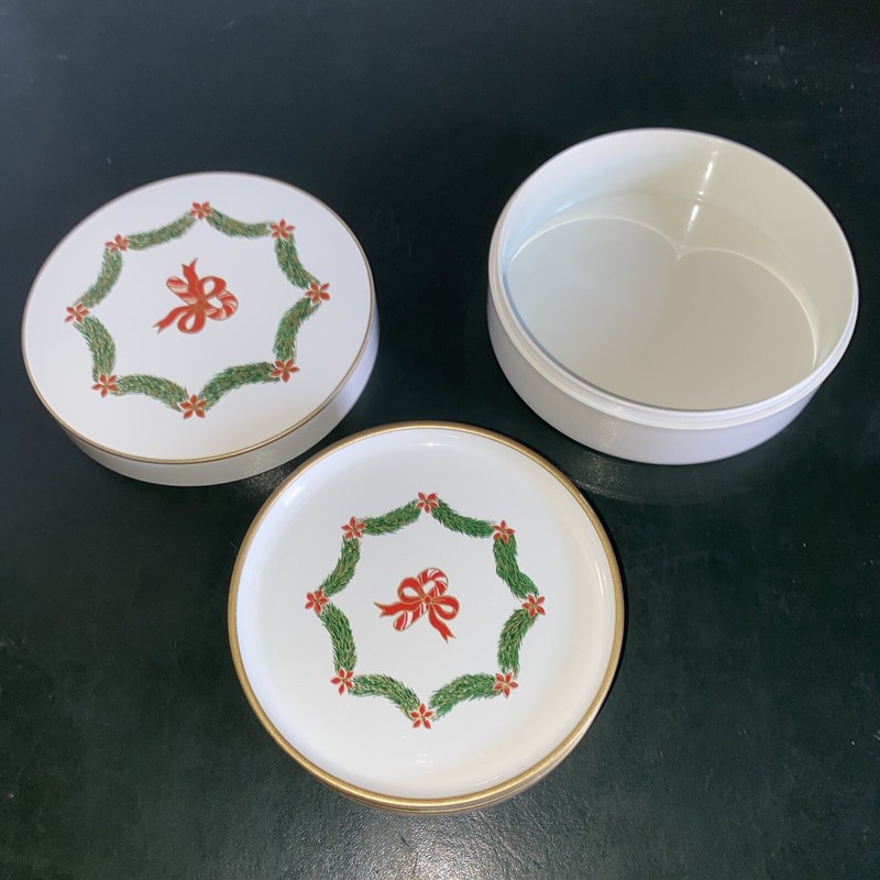 Otagiri Lacquerware Christmas Coaster Set Of 6 Holiday Storage Box Vintage