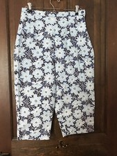 Briggs Capris Made In USA 10 Blue Floral Vintage Side Zip 80s 90s Hawaiian