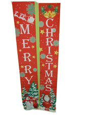 NEW 72" Red MERRY CHRISTMAS Door Banner Porch Sign Set Santa Snowman Holiday Dec