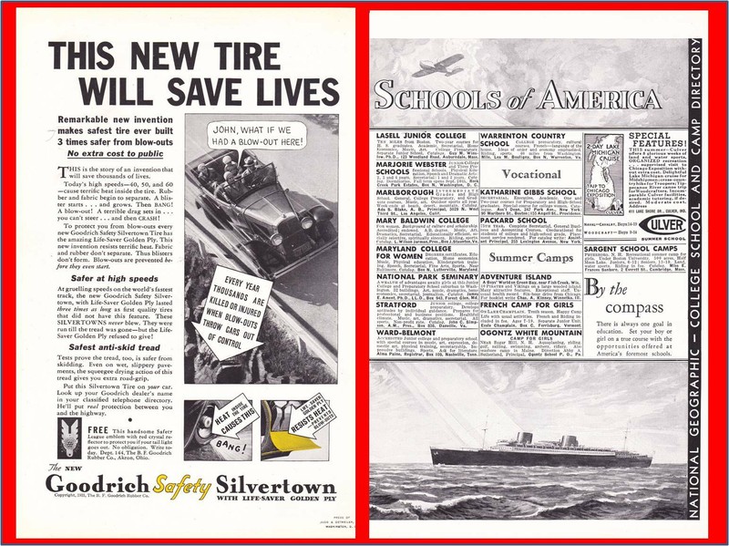 1933 Goodrich Silvertown Golden Ply Tires - School & Camps of America Print Ad