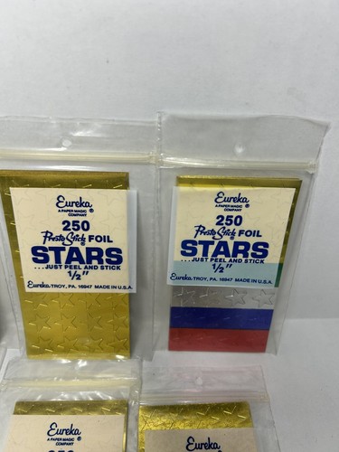 Vintage Lot Eureka Presto Stick Foil Stars Gummed Foil Various Sizes - Picture 4 of 10