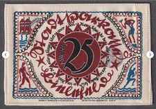 GERMANY BIELEFELD SILK 25 MARK NOTGELD WESTPHALIA WEIMAR REPUBLIC BANKNOTE 🌈⭐🌈
