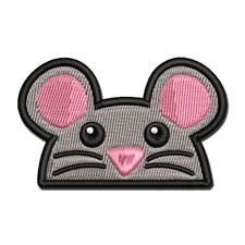 Peeking Mouse Multi-Color Embroidered Iron-On Patch Applique