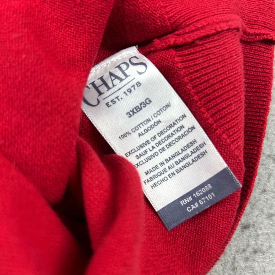 Chaps Sweater Vest Mens 3XB Red Knit V Neck Pullover Lightweight NWT - Image 4 of 4
