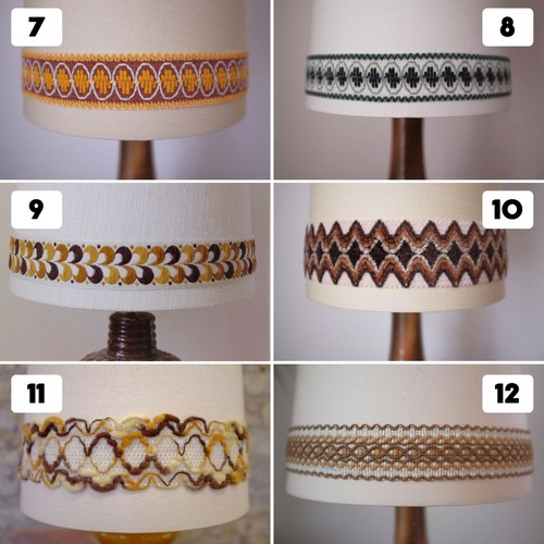 Pantalla de lámpara cónica retro con borde/trenza vintage - mediados de siglo - crema/beige - Imagen 3 de 23