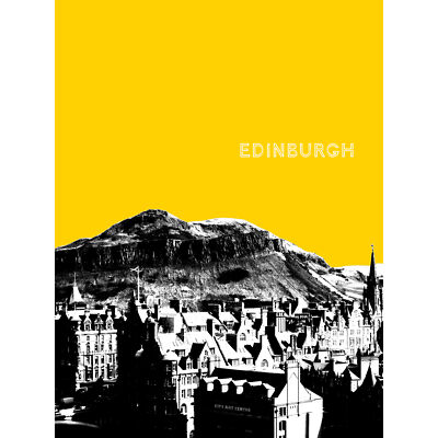 Arthurs Seat Edinburgh Schottland schottisches Wahrzeichen gelb Poster Druck