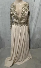 Patricia Bonaldi Couture PATBO Pink Embroidered Long  Dress Gown US 4 / BR 36