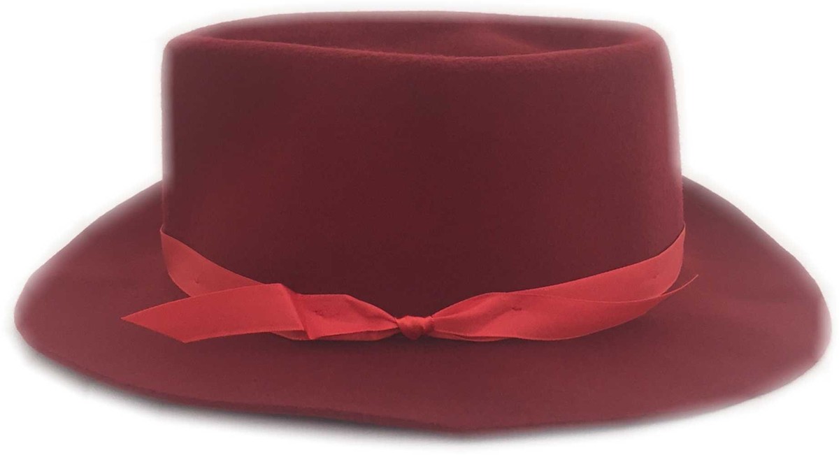 Authentic Rolled Wool Maine Crusher Hat (Traditional Red, Large