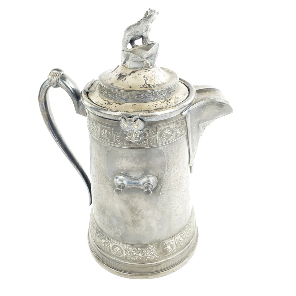 Jarro de água gelada antigo 1878 Missouri Pacific Railroad MOPRR Reed & Barton - Imagem 4 de 4