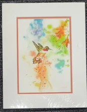 “Hummingbird” Print by G. Sherman – Double‑Matted, 11″×14″