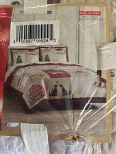 NEW ST. NICHOLAS FARMHOUSE PATCHWORK Full/Queen CHRISTMAS 3 PIECE QUILT SHAM SET