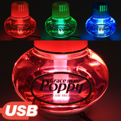 Poppy Lufterfrischer Strawberry Duft USB 5V 7 LED Beleuchtung LKW Auto KFZ Bus