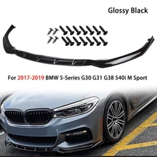 For 2017-2022 BMW 5 Series G30 G31 M Sport Front Bumper Lip Spoiler Gloss Black