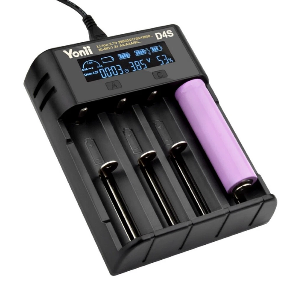 4 Slots LCD Akku Ladegerät USB Charger für Lithium Batterieladegerät A AA AAA - Bild 2 von 4