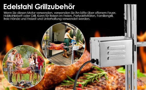 220V Electric BBQ Motor Spit Roaster Rotisserie 60KGF.CM Stainless Steel Motor - Picture 4 of 10