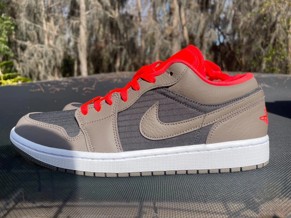 New Jordan 1 Low SE Newsprint Olive Grey (W) Size 12 (DQ6076-002) - Image 2 of 4