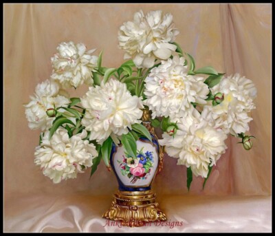 Needlework Crafts Embroidery Counted Cross Stitch Pattern-White Flowers in a Vas