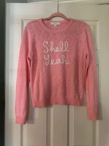Lilly Pulitzer Pink "Shell Yeah" Graphic Knit Crewneck Sweater - product listing photo