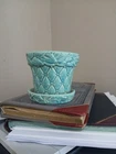Vintage McCoy USA Teal Sea Green Diamond Bead Leaf Planter Saucer 5" x 5"