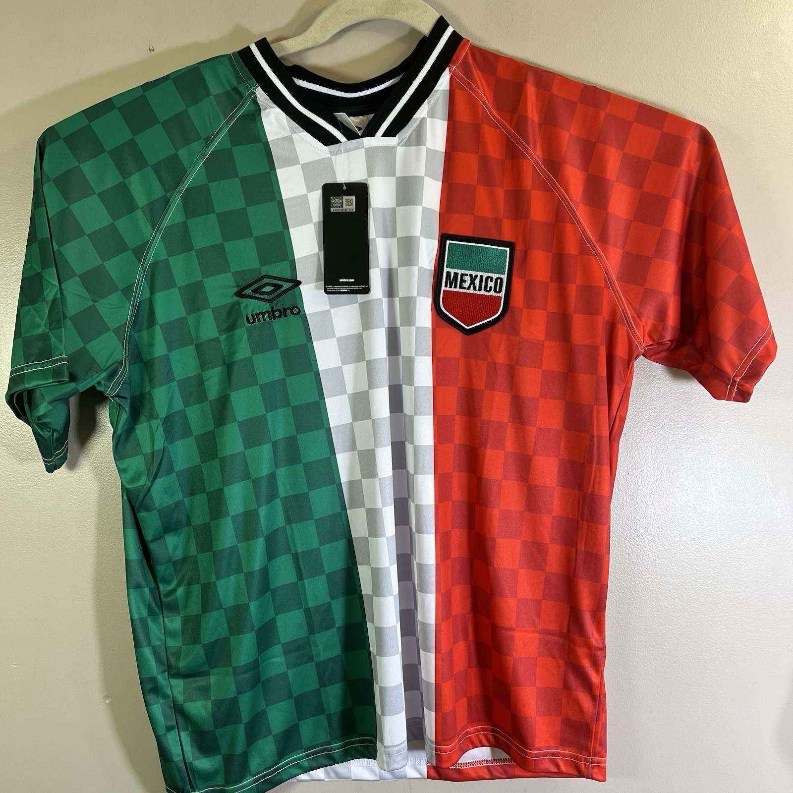 Umbro Mexico Fútbol Soccer Jersey Retro Checkered Style Men’s Size Large NWT