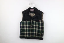 Vintage 90s Streetwear Mens XL Faded Quilted Flannel Corduroy Collar Vest Jacket