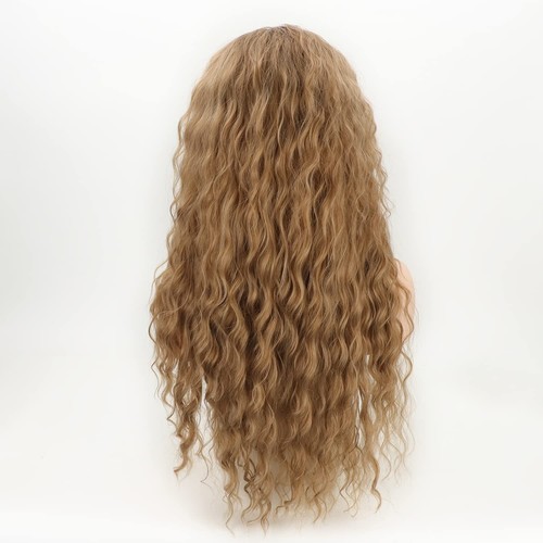 Elegant Honey Blonde Curly Wig - 24" Heat-Resistant Hair for Effortless Beauty - Picture 6 of 9