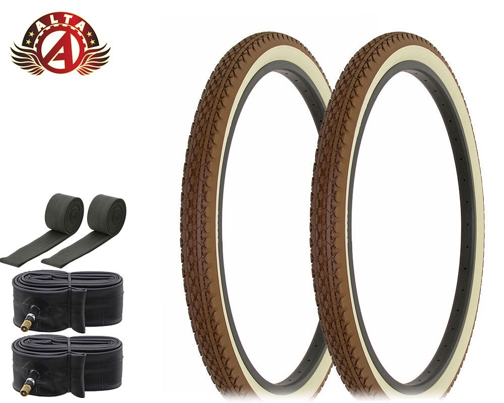 Wire Bead Tire 24 X 2.125 Brown/cream Heavy Duty Diamond 6pc Set.