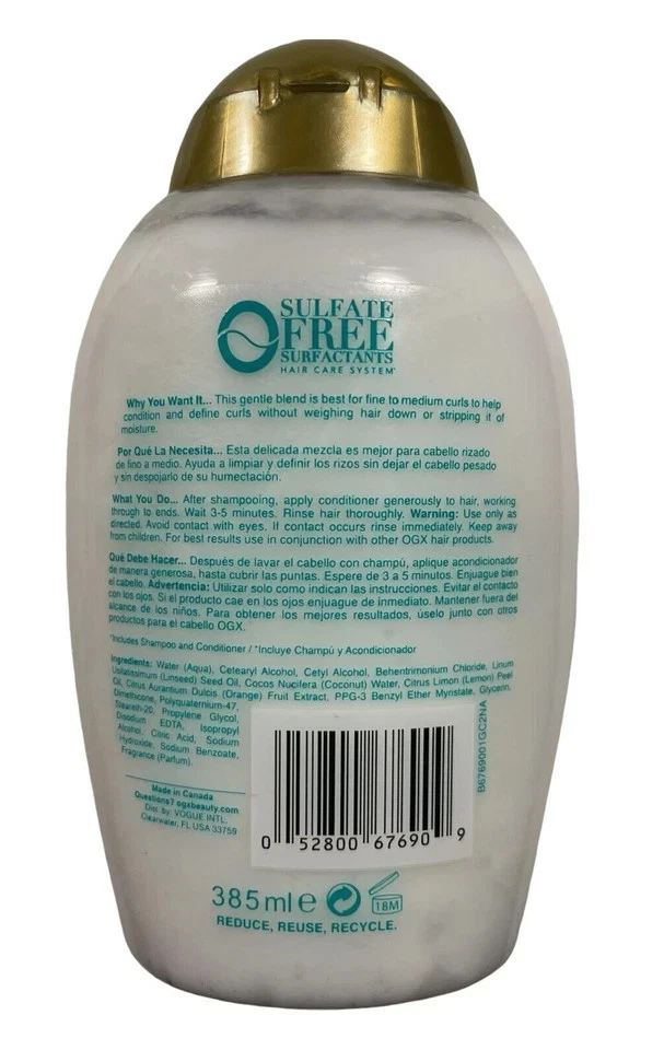 (2) OGX Lightweight + Coconut Fine Curls Conditioner 13oz each - Image 3 of 4