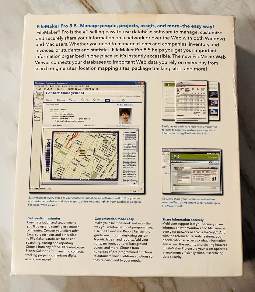 FileMaker Pro 8.5 Upgrade 5-User License Mac/Win XP Multilingual CD Complete Box - Image 4 of 4