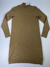 J.Crew Extra-Soft Knit Sweater Dress Small Tan Brown Turtleneck Midi