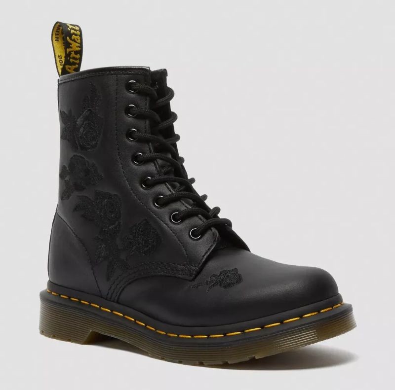 Dr. Martens 1460 Vonda - Bottines Noires à 8 œillets, Broderie - Taille D'origine, Neuf Avec Boîte
