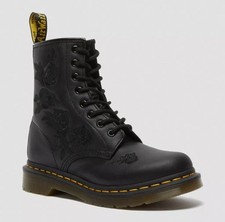Dr Martens 1460 Vonda Noir Rose Broderie 24985001 Doc Martens 8 Trou