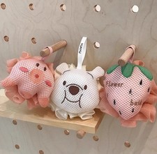 3-Pack Kid Bath Loofah Sponges Cartoon Soft Mesh Poufs Exfoliating Body Scrubber