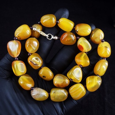Sehr tolles elegantes Collier 600,00 kt Achat & roter Granat Perlen RK 09 E810