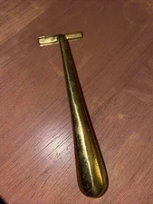 Vintage Heavy Solid Brass Razor Handle 4.75 in. using slide-on blades